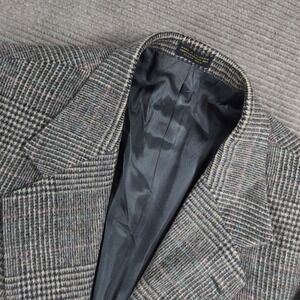 Robert Stock 42L Grey Glen Tweed Plaid Two Button Wool Blend Blazer Sport Coat